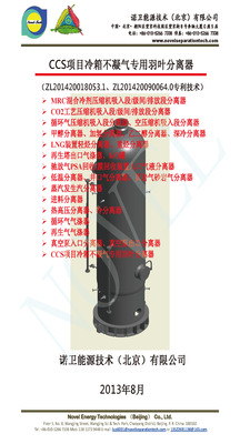 CCS项目冷箱不凝气专用羽叶分离器