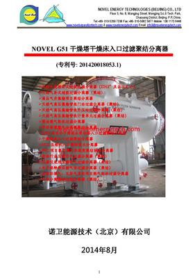 干燥塔干燥床入口过滤聚结分离器